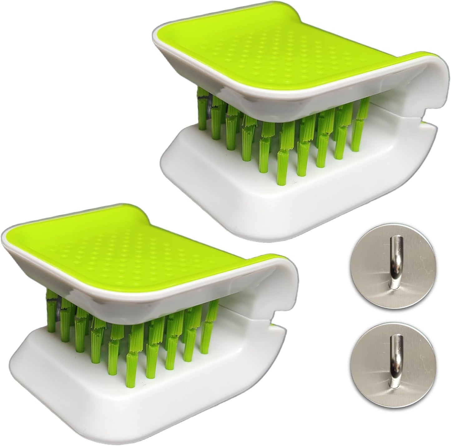 4 Cepillos Limpieza Cuchillos Cubiertos Retráctil Verde