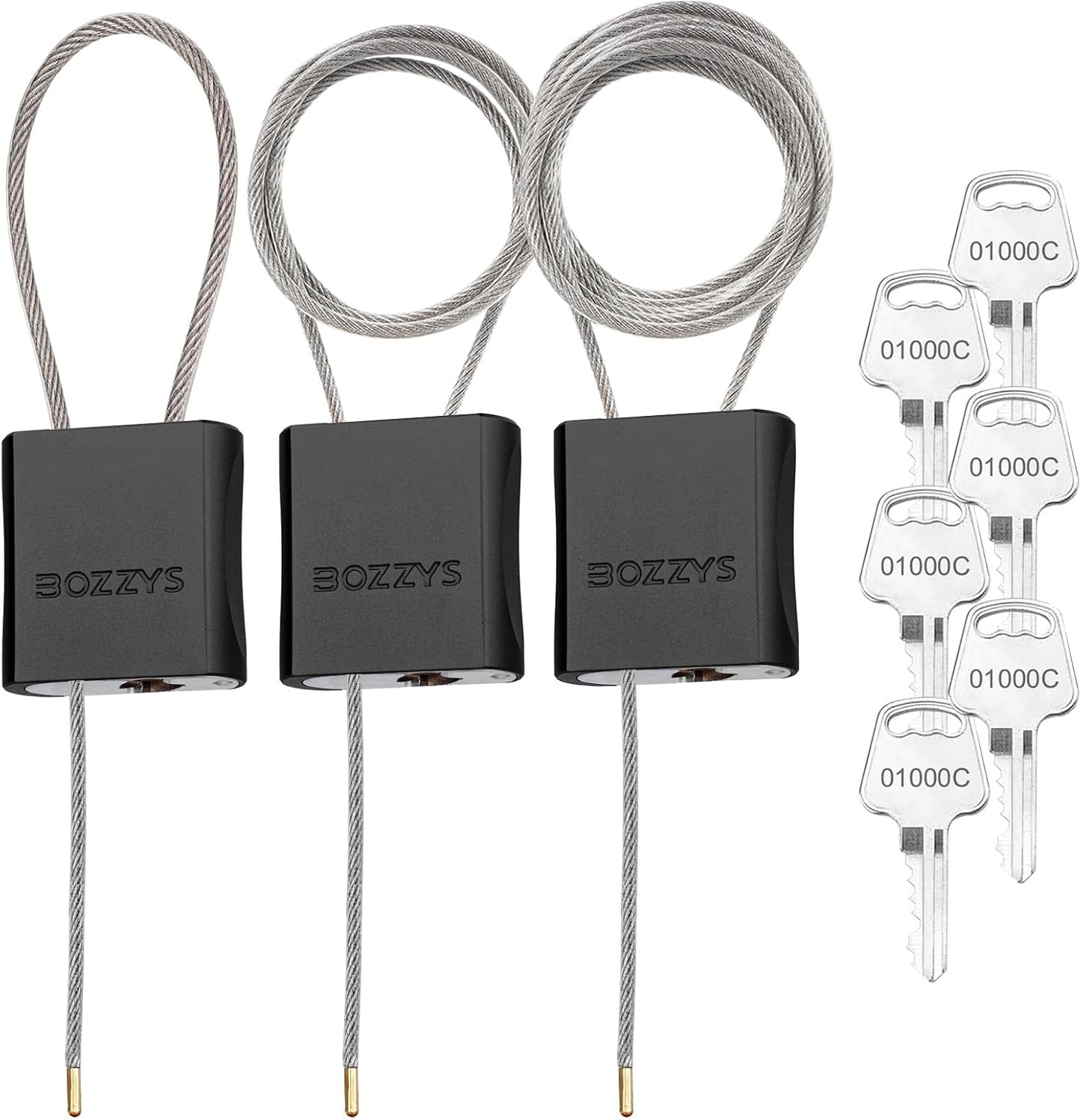 3 Pzas Cerradura Cable Ajustable 1.15-6.56pies 6 Llaves Iguales