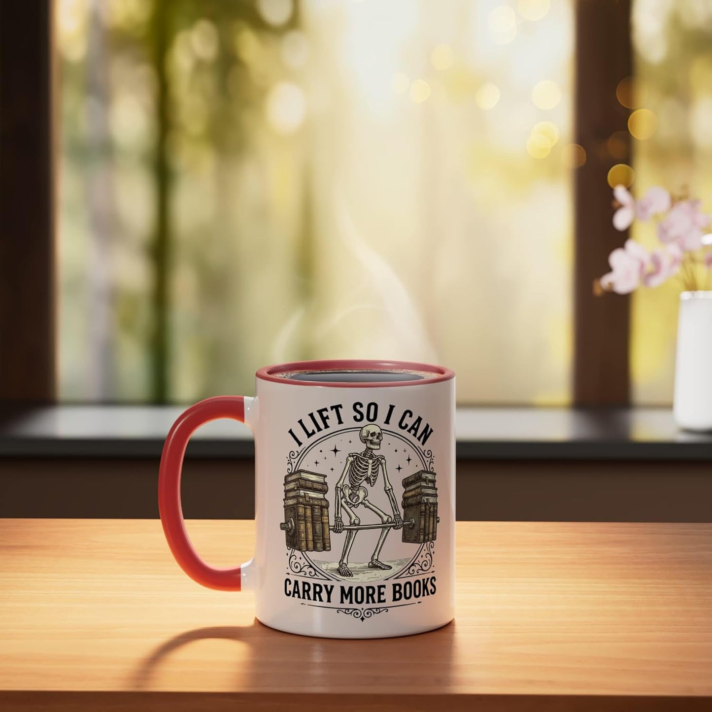 Taza Cerámica para Libros Roja/Blanca