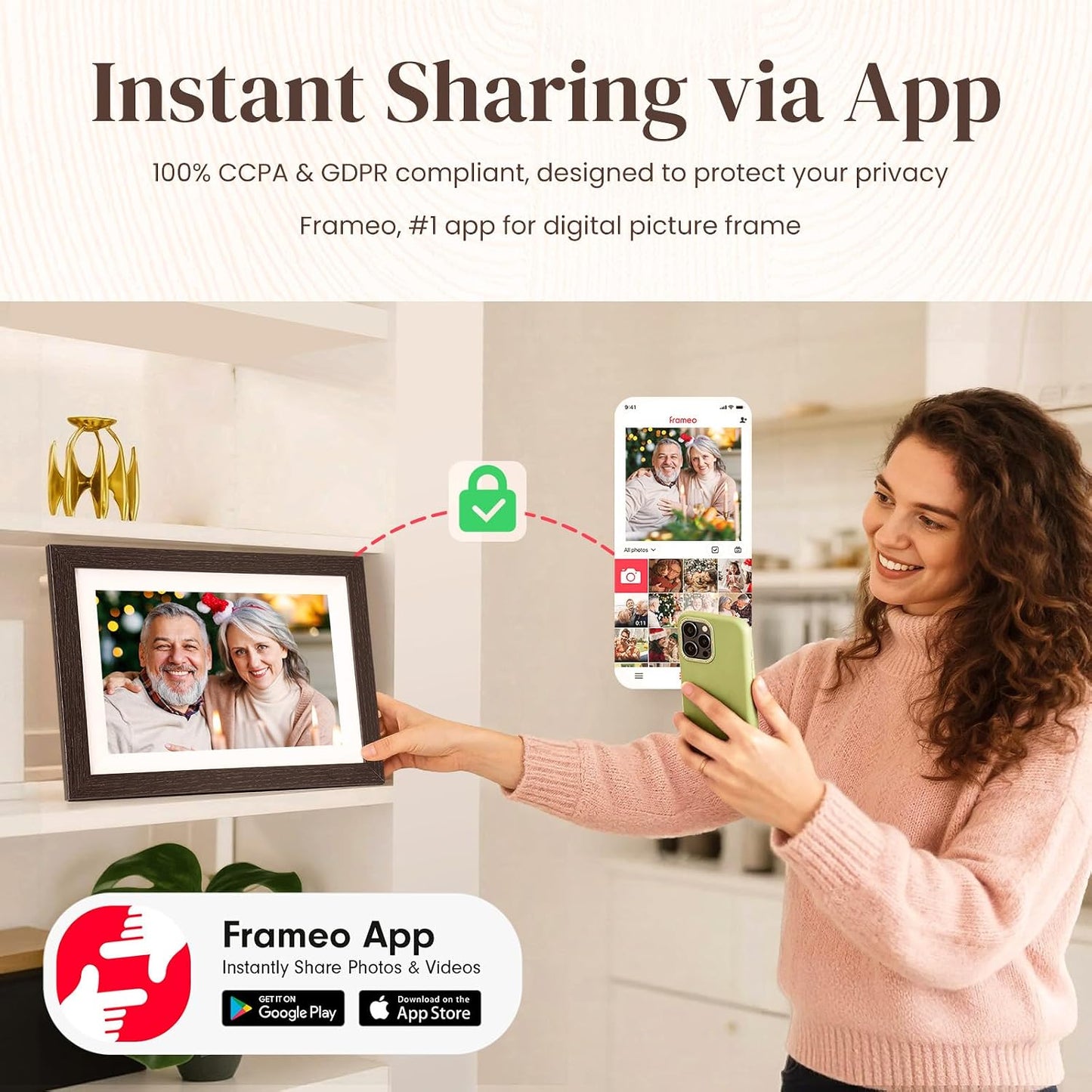 Marco fotos digital Frameo 10.1pulg WiFi 32GB tactil IPS