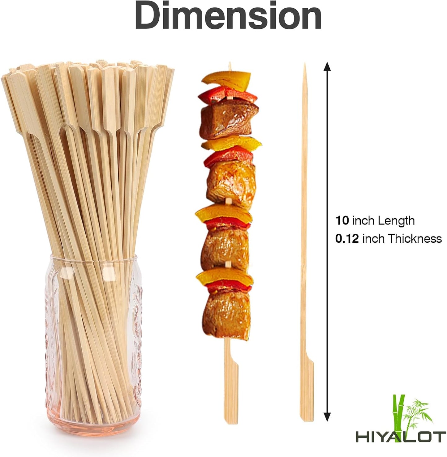 Brochetas bambú 10pulg para kebab asar planas 100uds