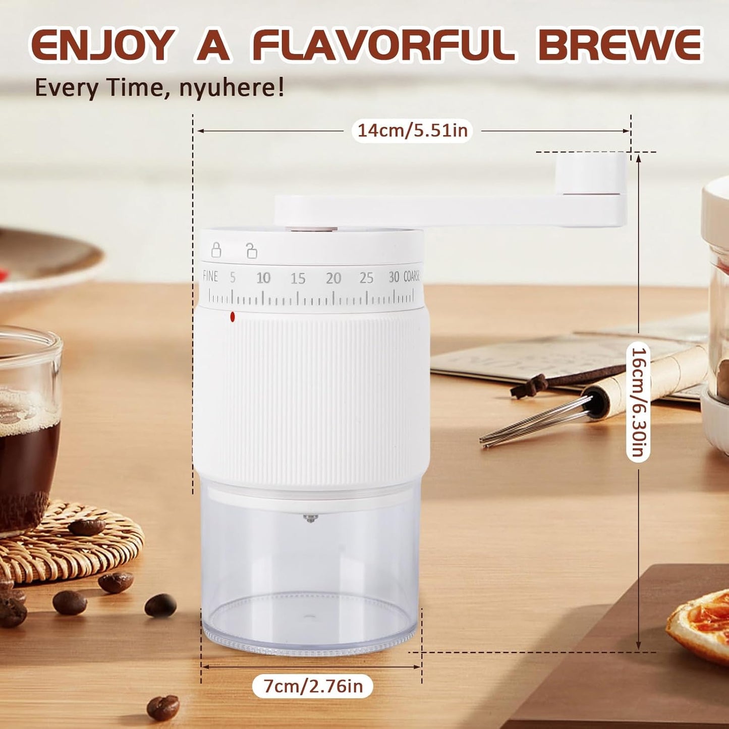 Molinillo de café manual de cerámica ajustable portátil