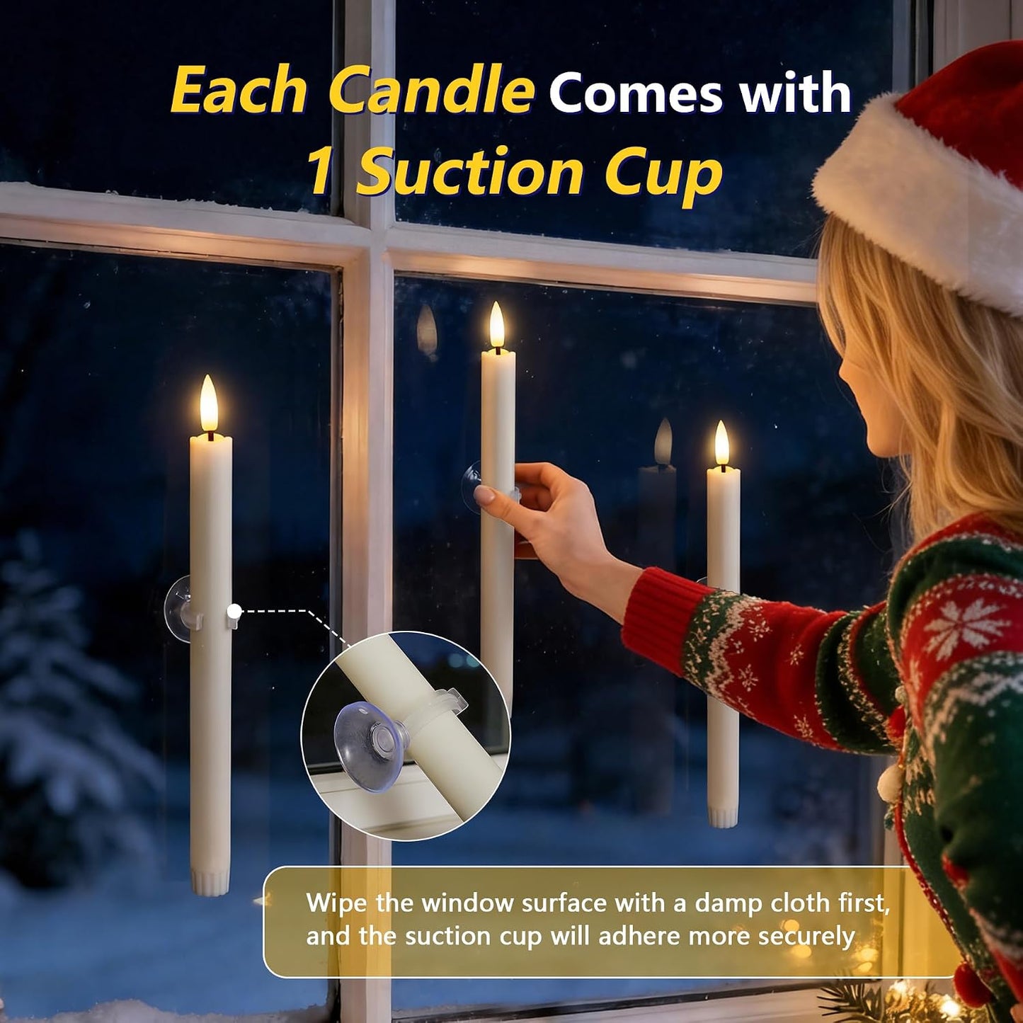 Velas ventana LED sin llama 10x0.78pulg set 6 luces