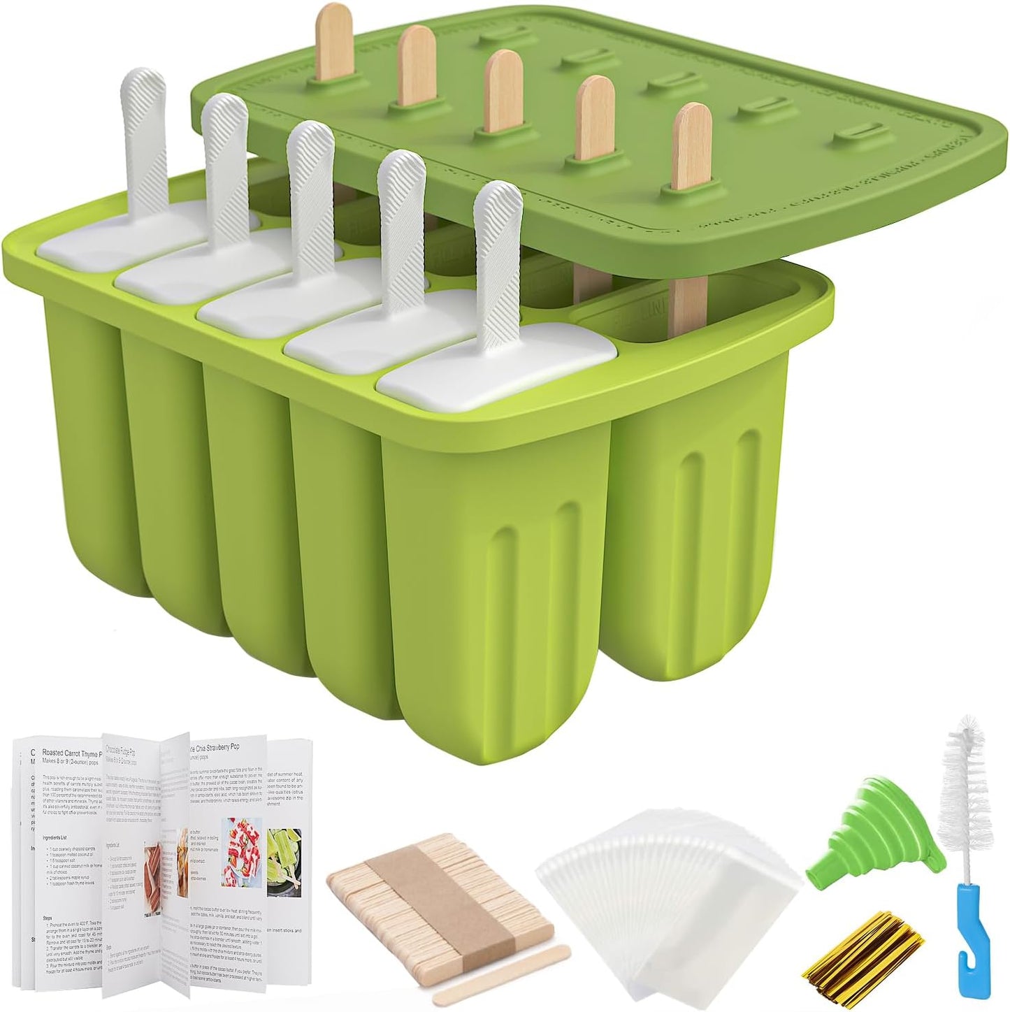 Moldes de paletas de silicona 10 piezas sin BPA para hacer paletas de hielo