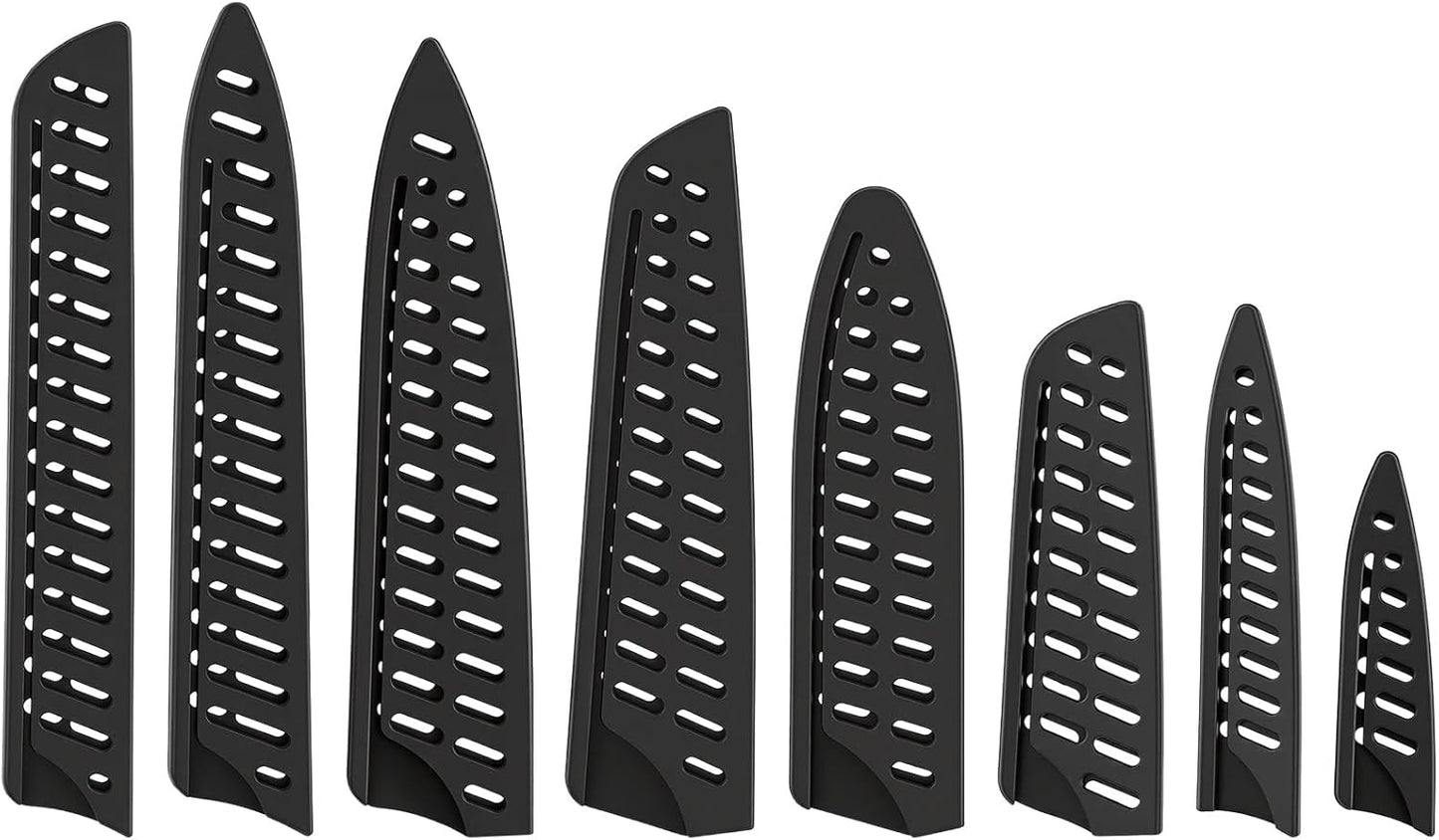 Set 8 fundas cuchillos cocina negras para pelar y tallar