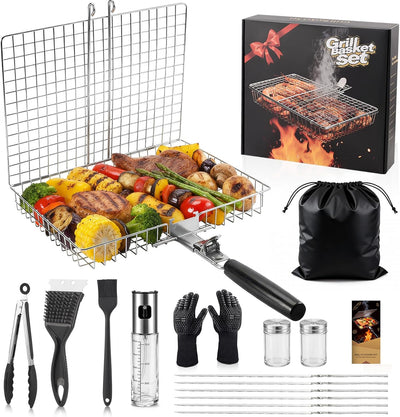 Set 16 Cestas Acero Inox para Parrilla con Rociador Aceite