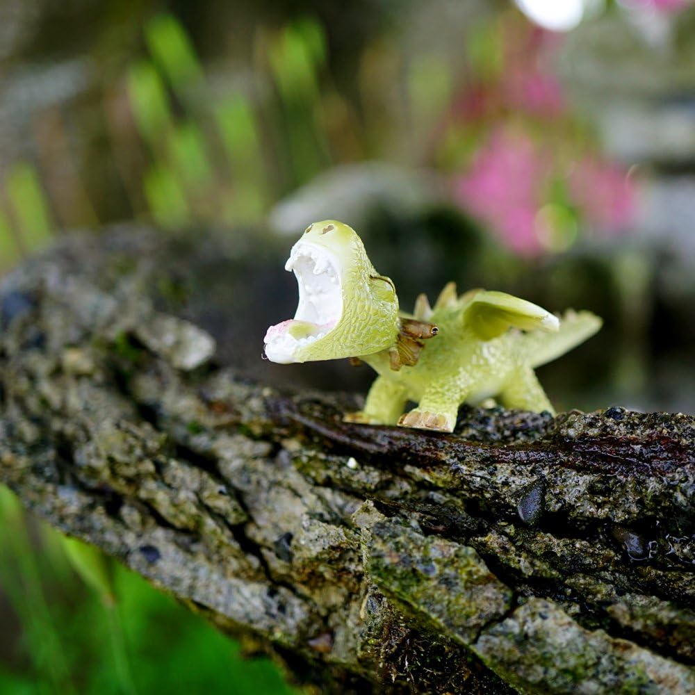 Miniatura jardín hadas estatua dragón verde