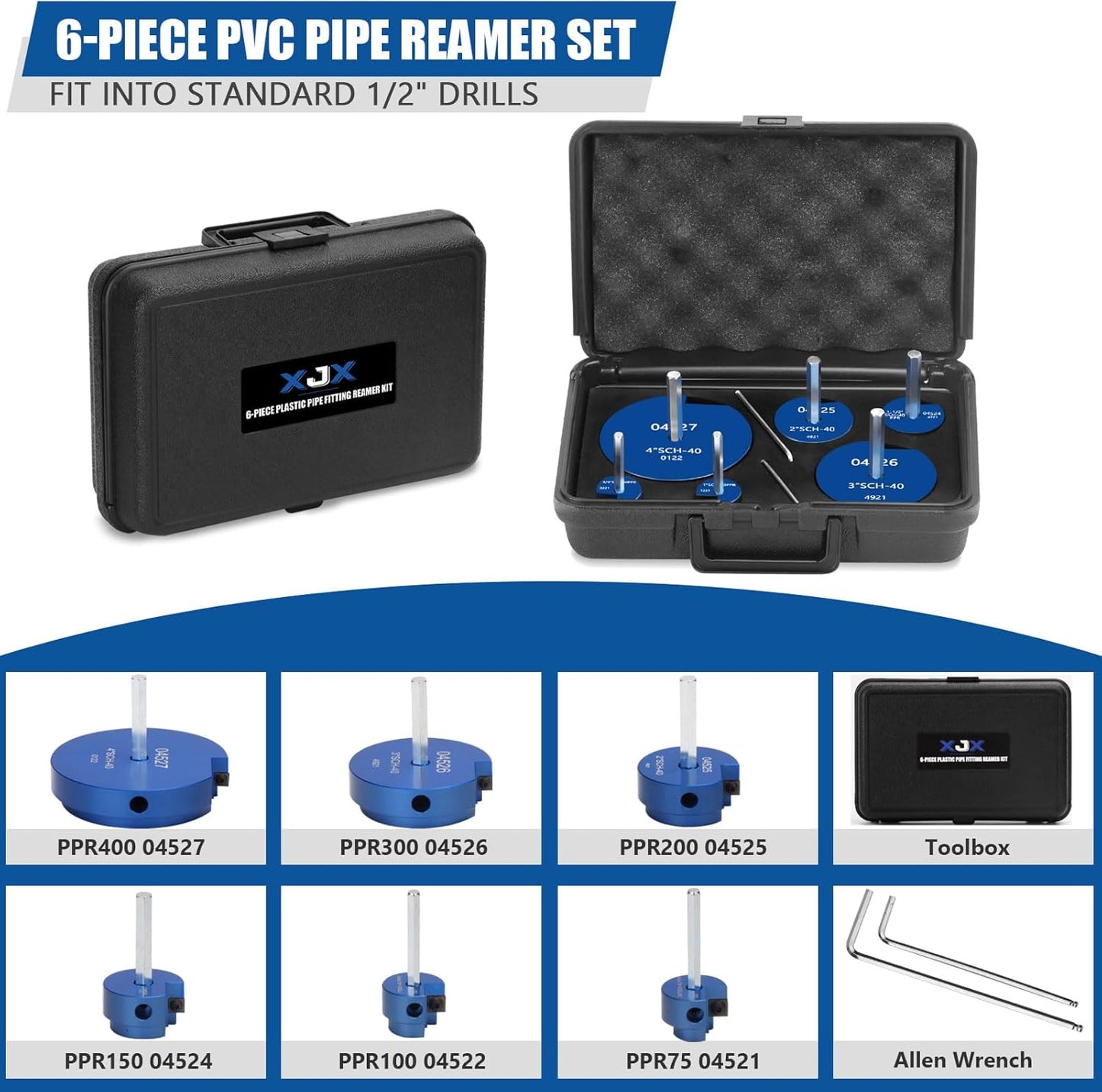 Kit escariador PVC 6 pzas 3/4-4" cabezal PPR75-400
