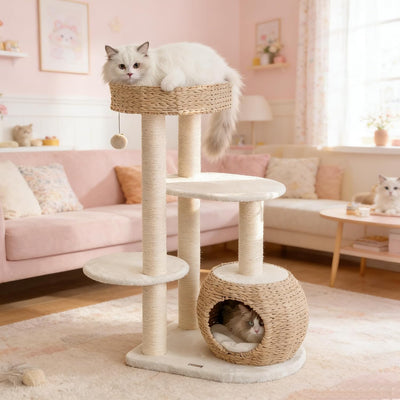Árbol para gatos de 39pulg madera maciza varios niveles