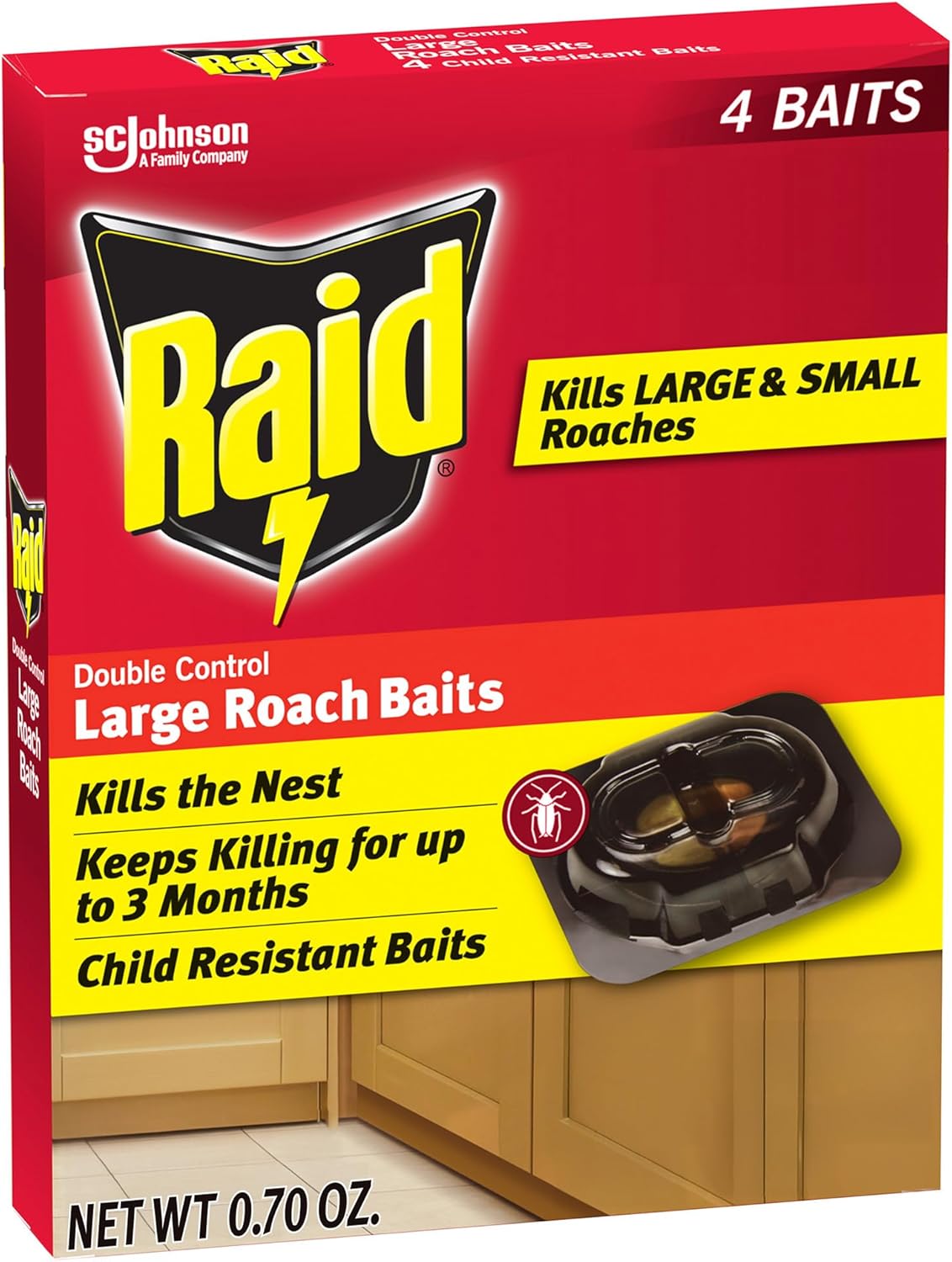 Cebos grandes Raid para cucarachas 4 ud interiores 3 meses