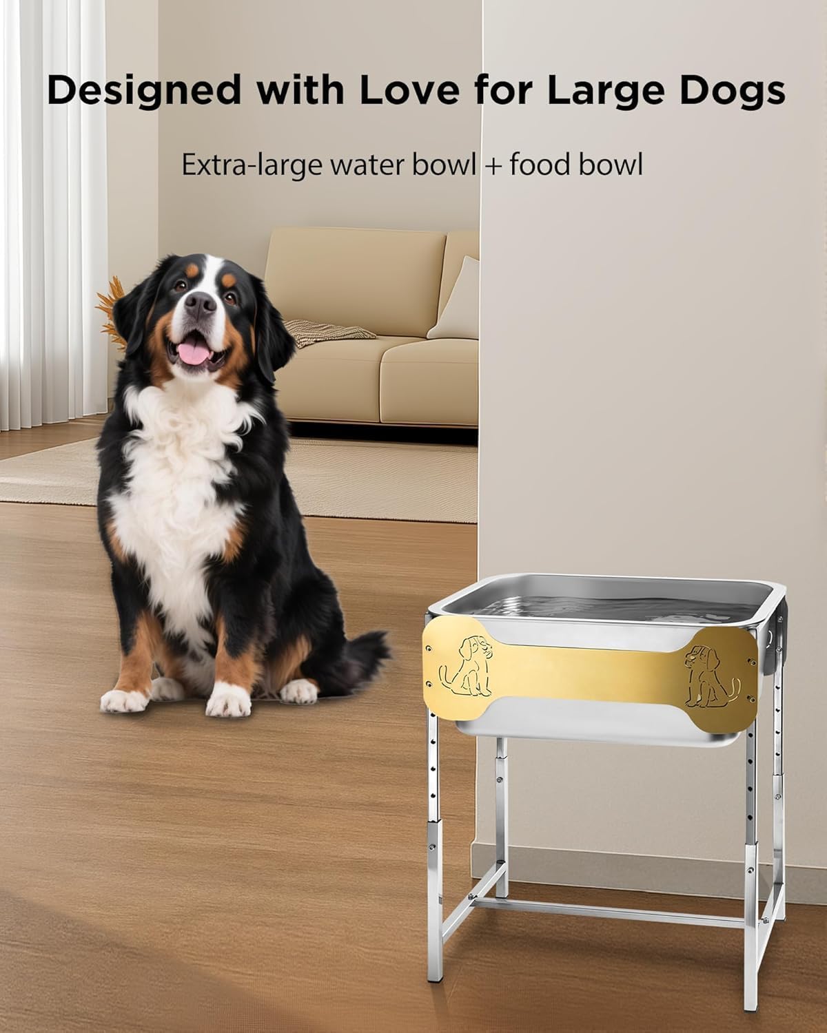 Set 2 Cuencos Perros 3gal Agua 1.5gal Comida Soporte 6 Alturas