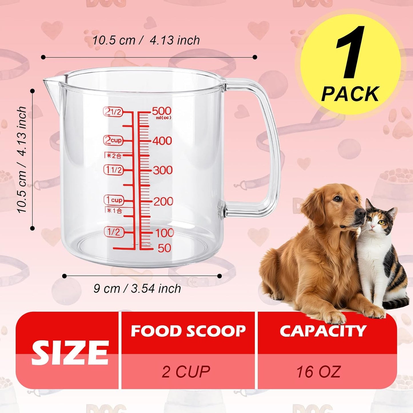 Cuchara de comida para mascotas con medida plástica 2 tazas
