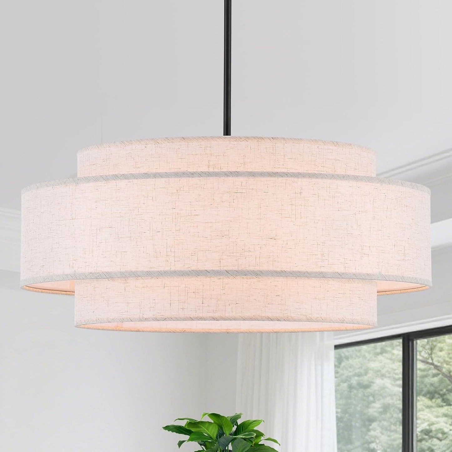 Lámpara colgante de tela estilo rústico para comedor