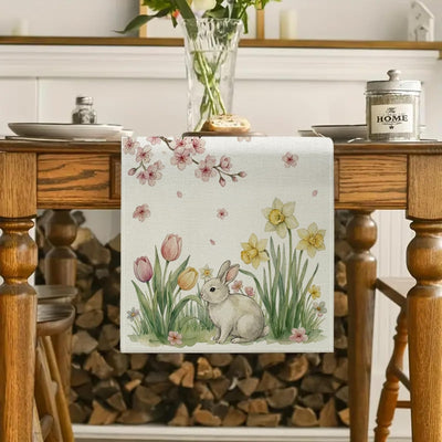 Camino mesa Pascua 13x72pulg flores cerezo tulipán decoración