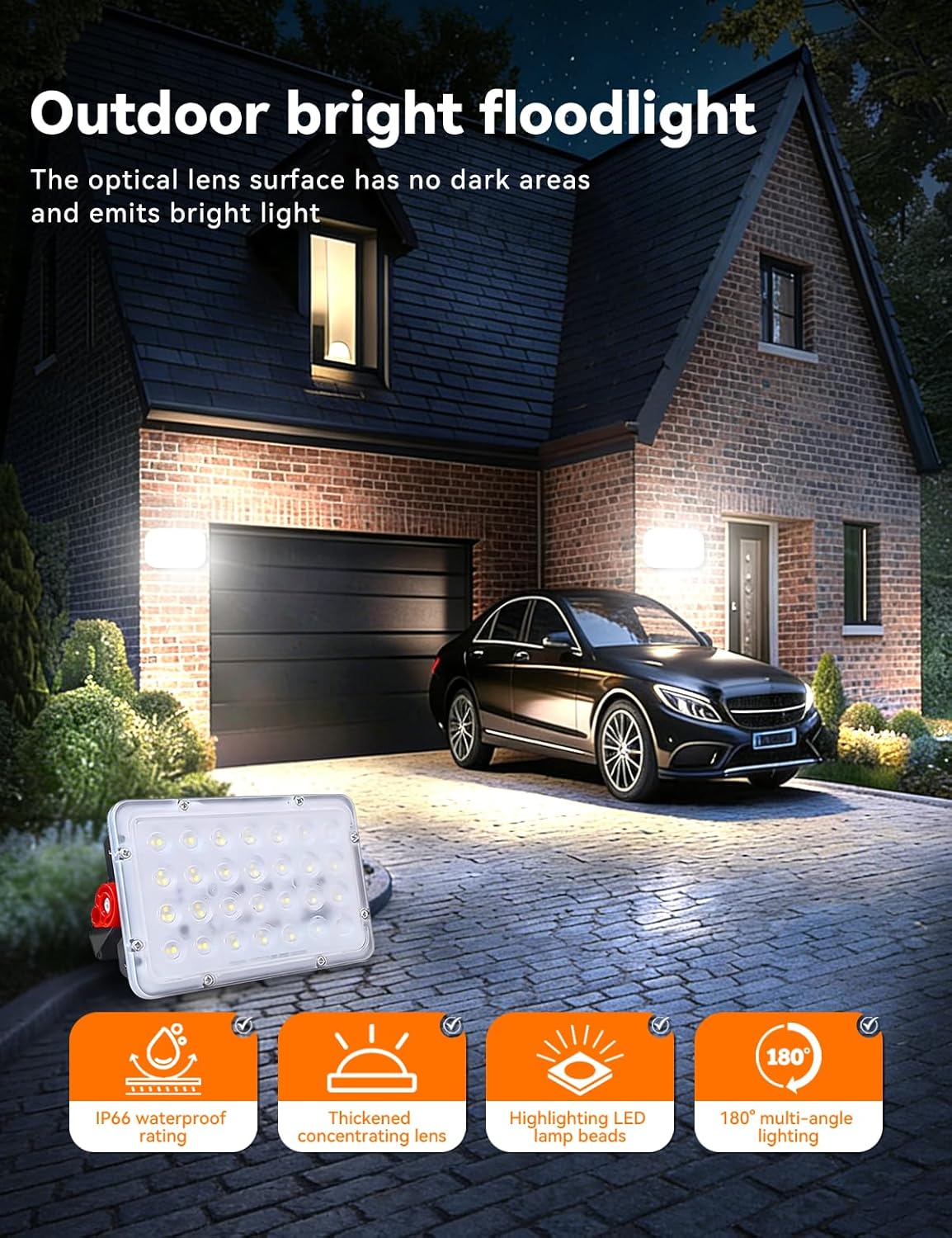 2 Luces LED Inundación Exterior IP65 Reflector Blanco