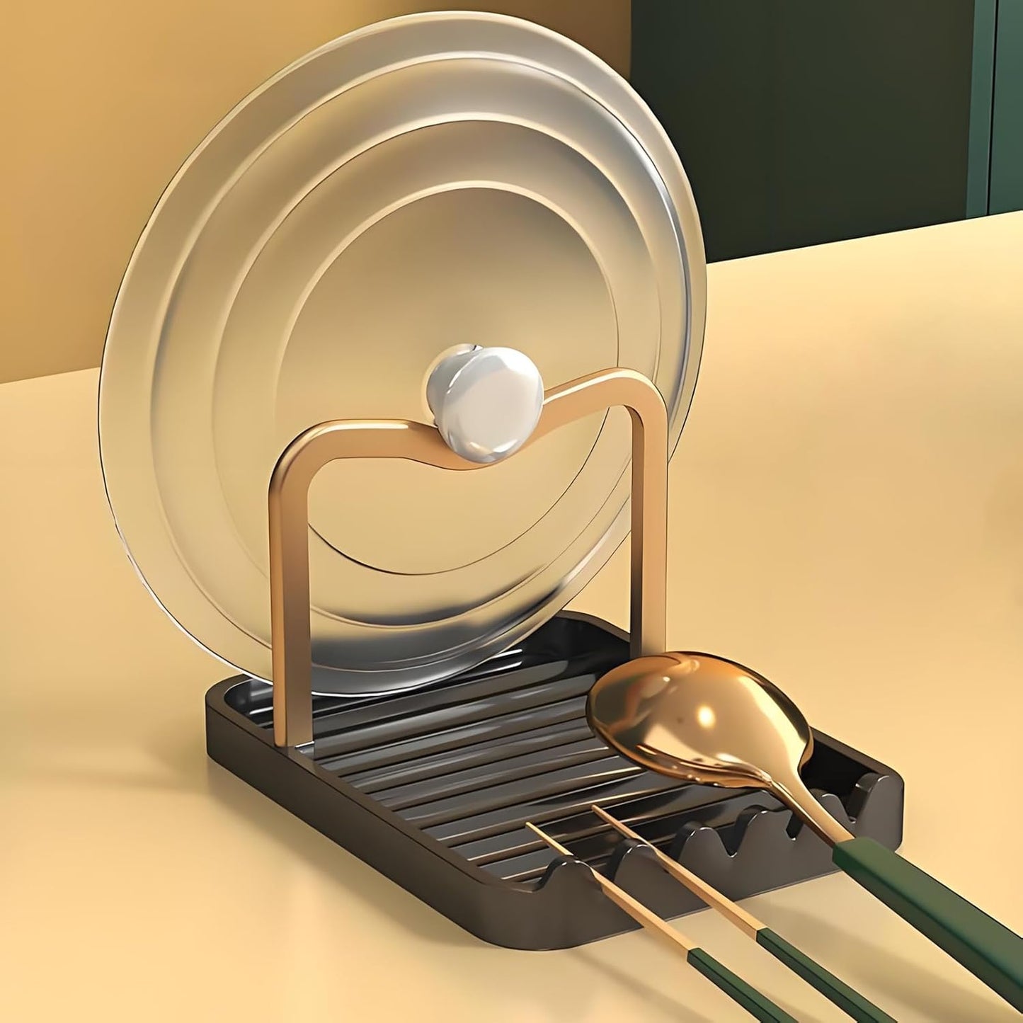Soporte para tapa de olla acero inoxidable organizador cocina estante utensilios