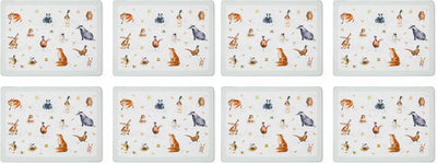 Set 4 manteles grandes con respaldo corcho ilustraciones animales