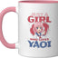 Taza de cerámica para amantes del yaoi rosa/blanca