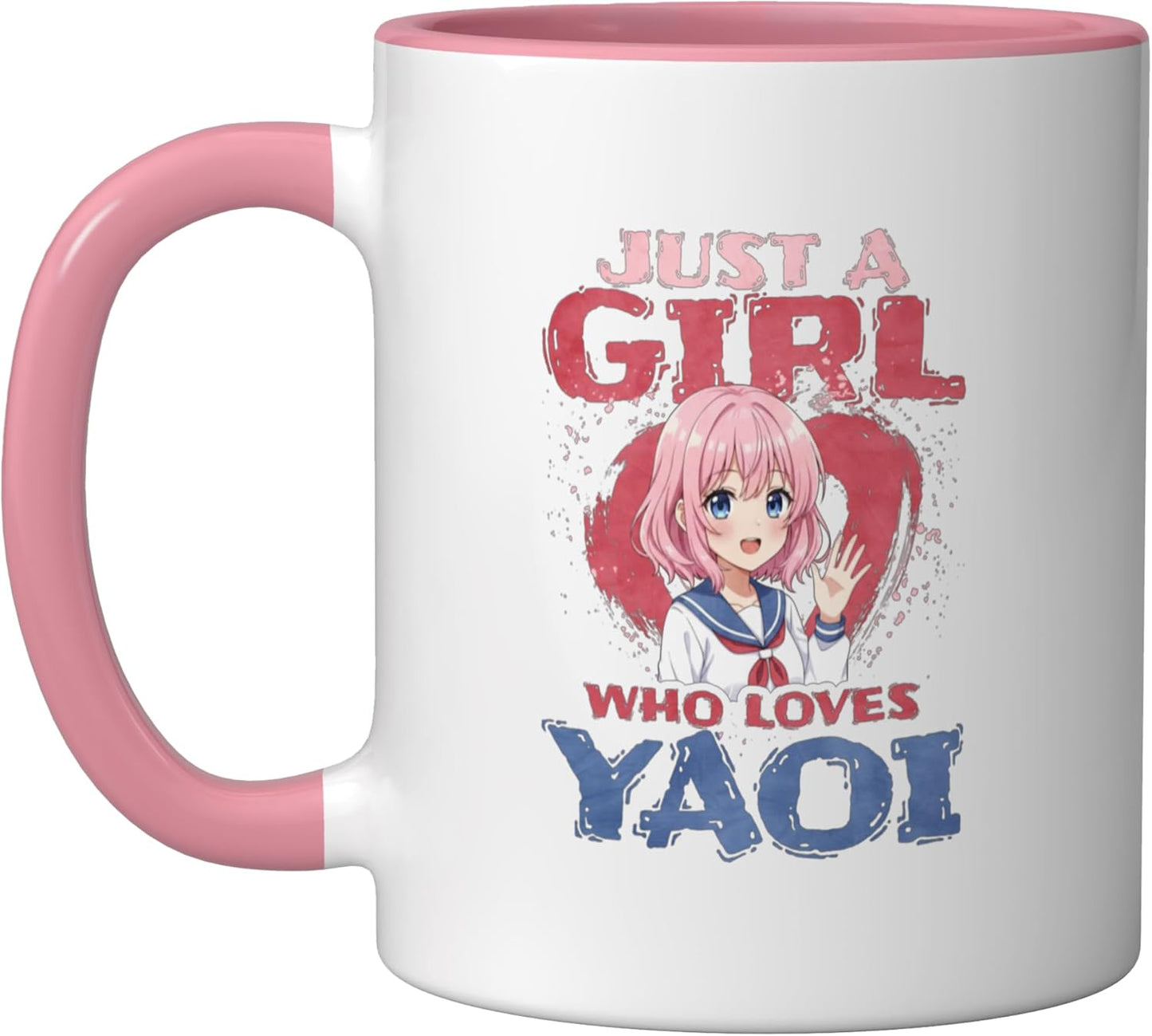 Taza de cerámica para amantes del yaoi rosa/blanca