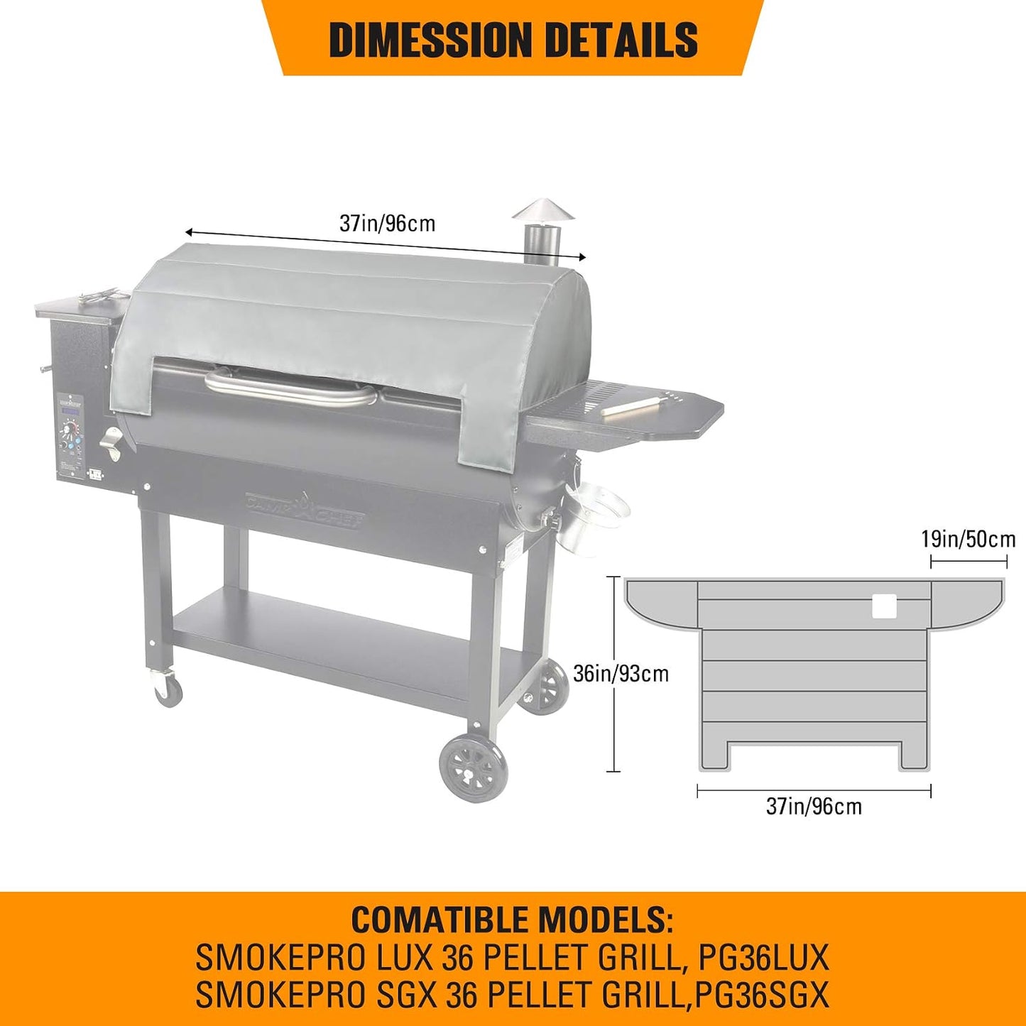 Manta aislada parrilla pellets Smokepro 36pulg gris