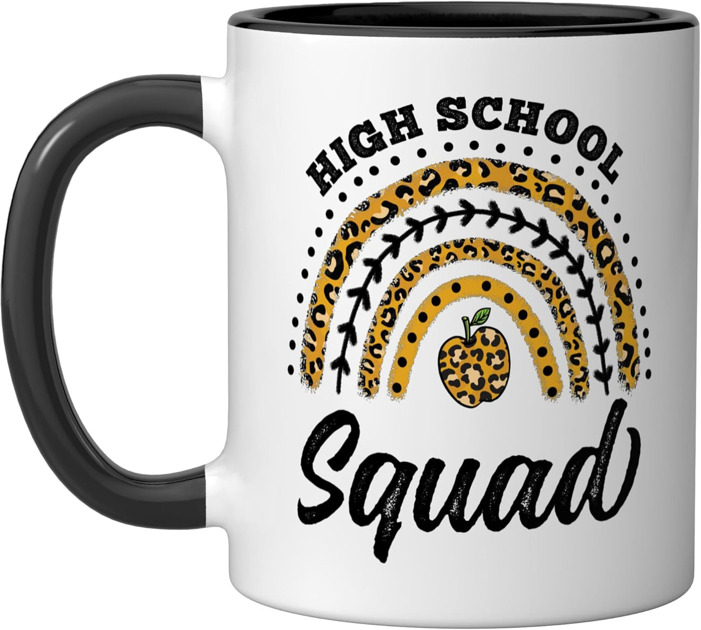 Taza Cerámica Escuela Estampado Leopardo Negro Blanco