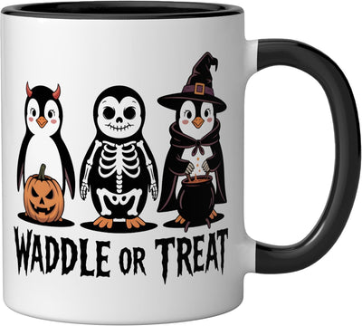 Taza Cerámica Halloween Pingüino Negro/Blanco