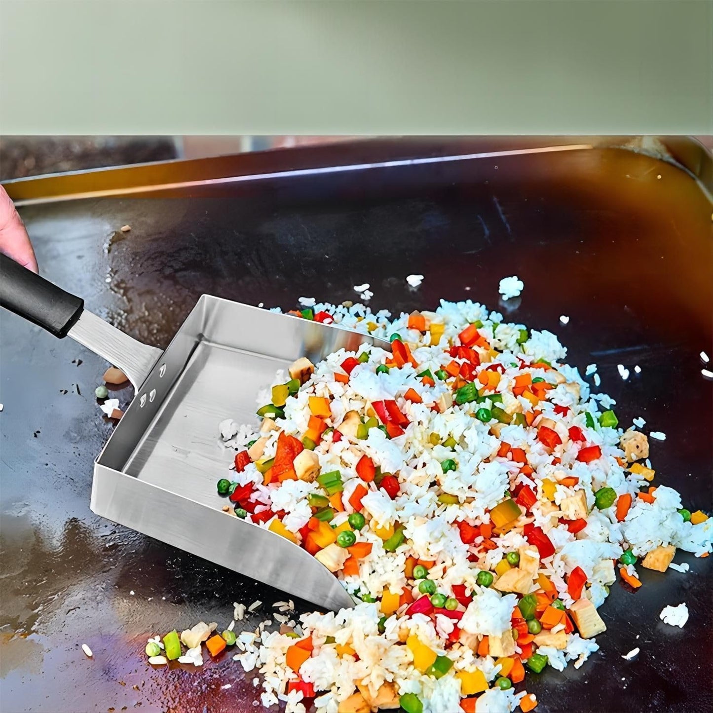 Cuchara acero inox para parrilla Hibachi y arroz frito
