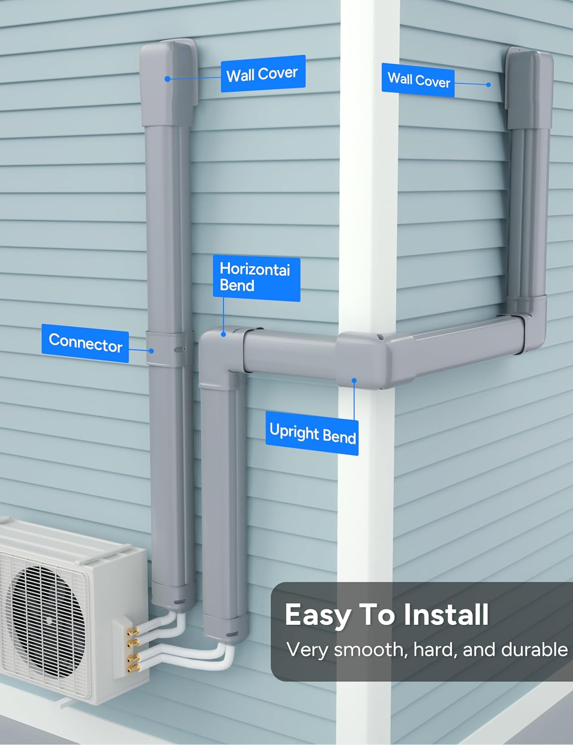 Kit cubierta mini split 4pulg 19.5ft PVC decorativo resistente