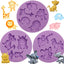 Moldes de silicona de animales para decorar pasteles morado paquete de 3 safari elefante león jirafa mono