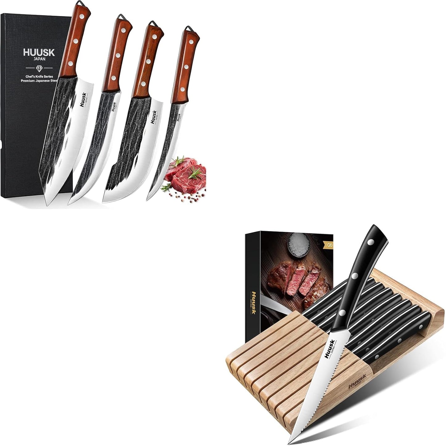 Set 8 Cuchillos Carne con Bloque de Acero Inox