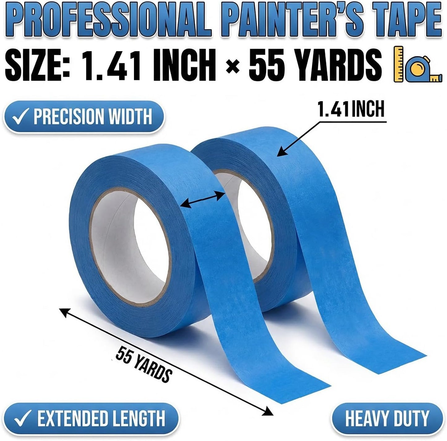 Cinta adhesiva azul 1.41pulg x 55yd 4 rollos