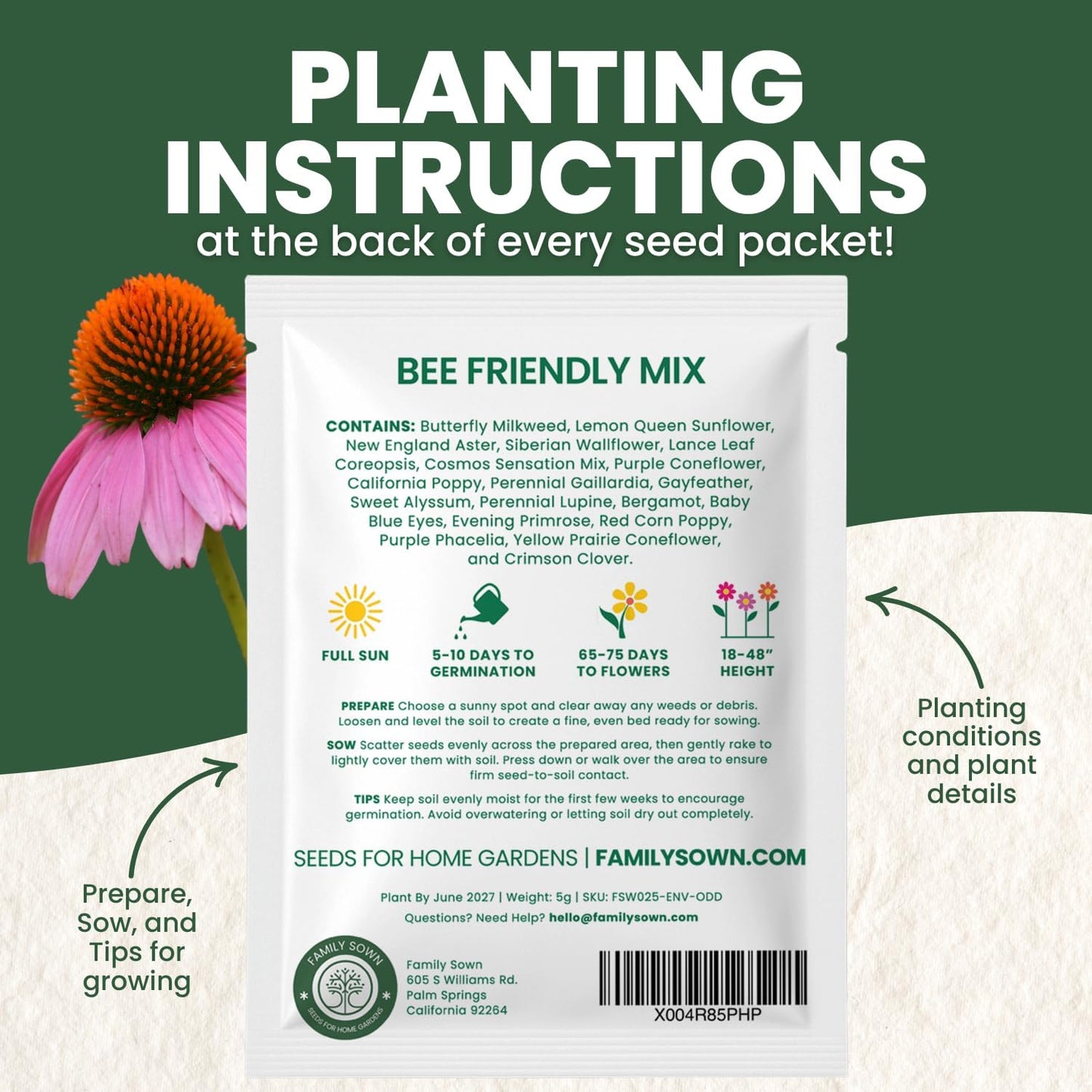 Bolsa 0.18oz semillas Bee Friendly Mix 2026