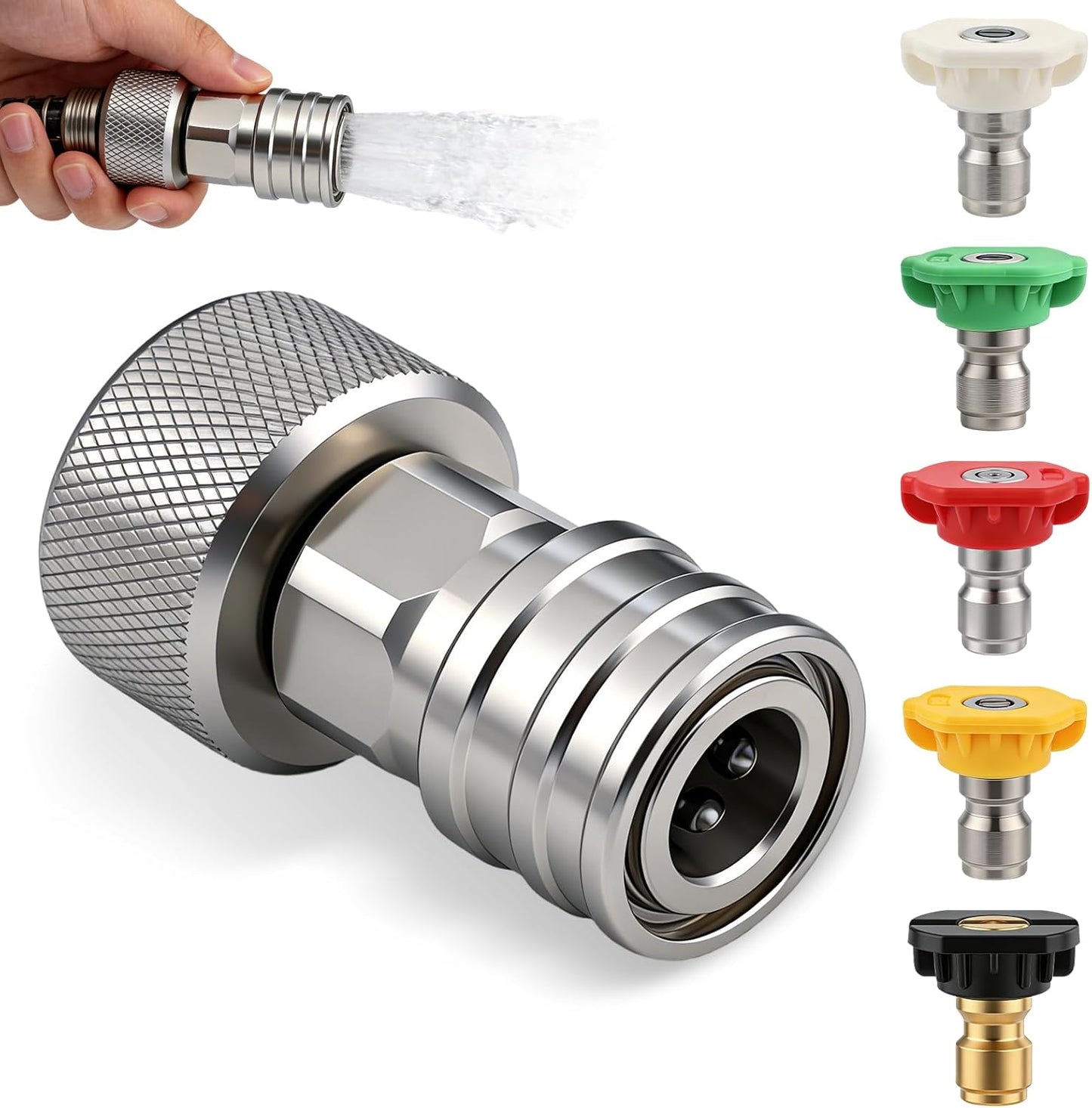 Manguera jardín adaptador 3/4 GHT a 1/4 pulg acero inox