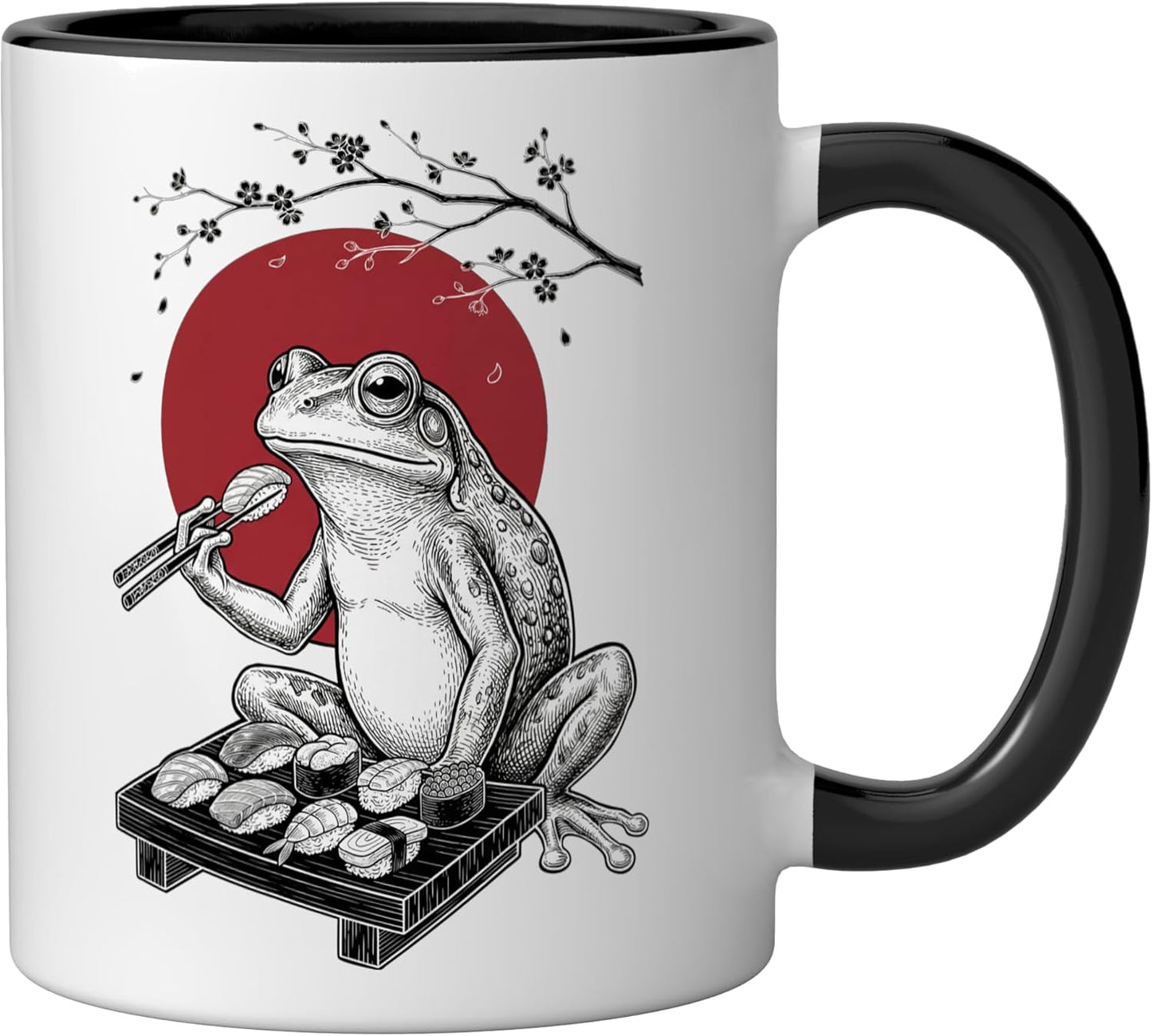 Taza cerámica kawaii Frog Sushi Anime vintage para amantes del sushi japonés