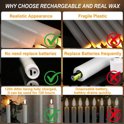 Velas LED recargables sin llama paquete 6 temporizador