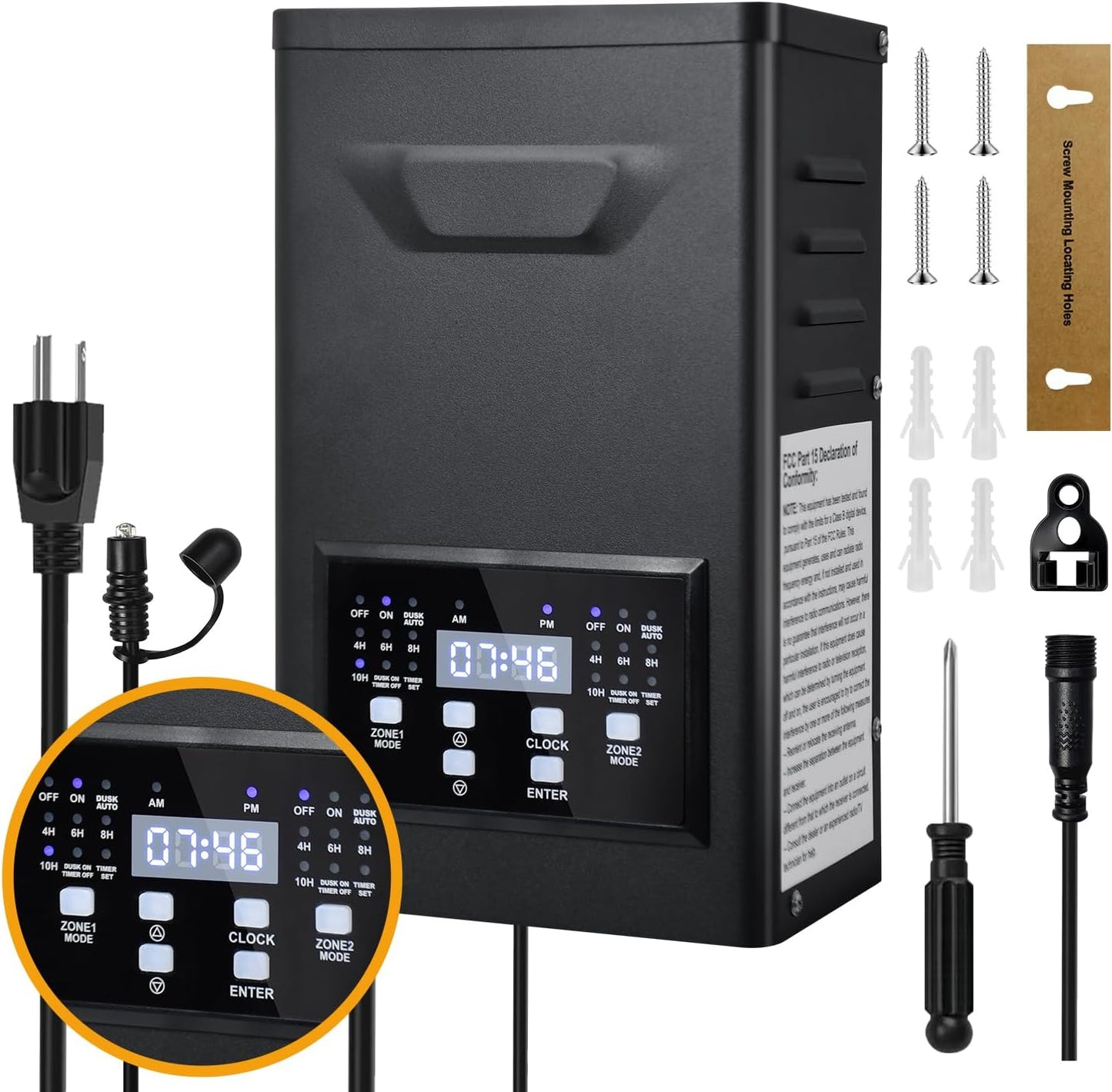 Transformador paisaje 300W 120V a 12V 2 zonas