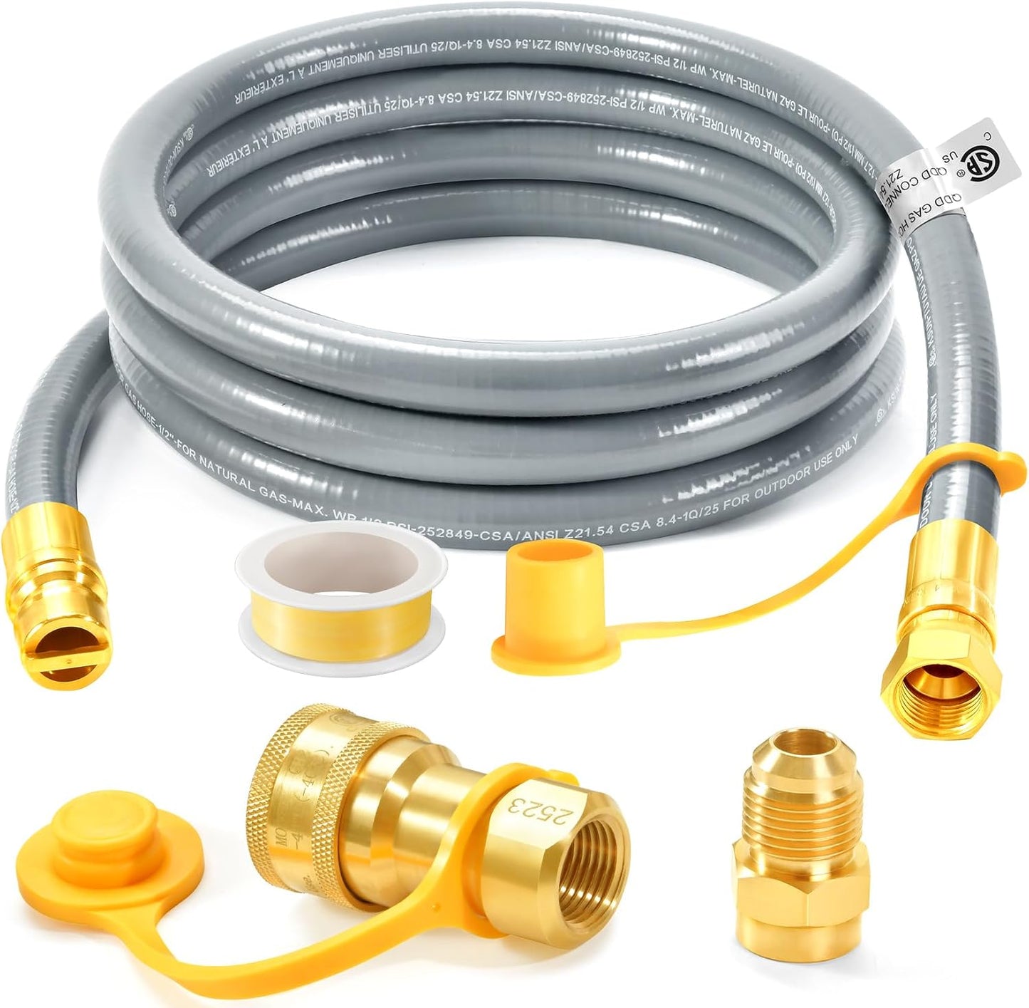 Manguera gas parrilla 8ft 1/2 pulg con accesorio conexión rápida