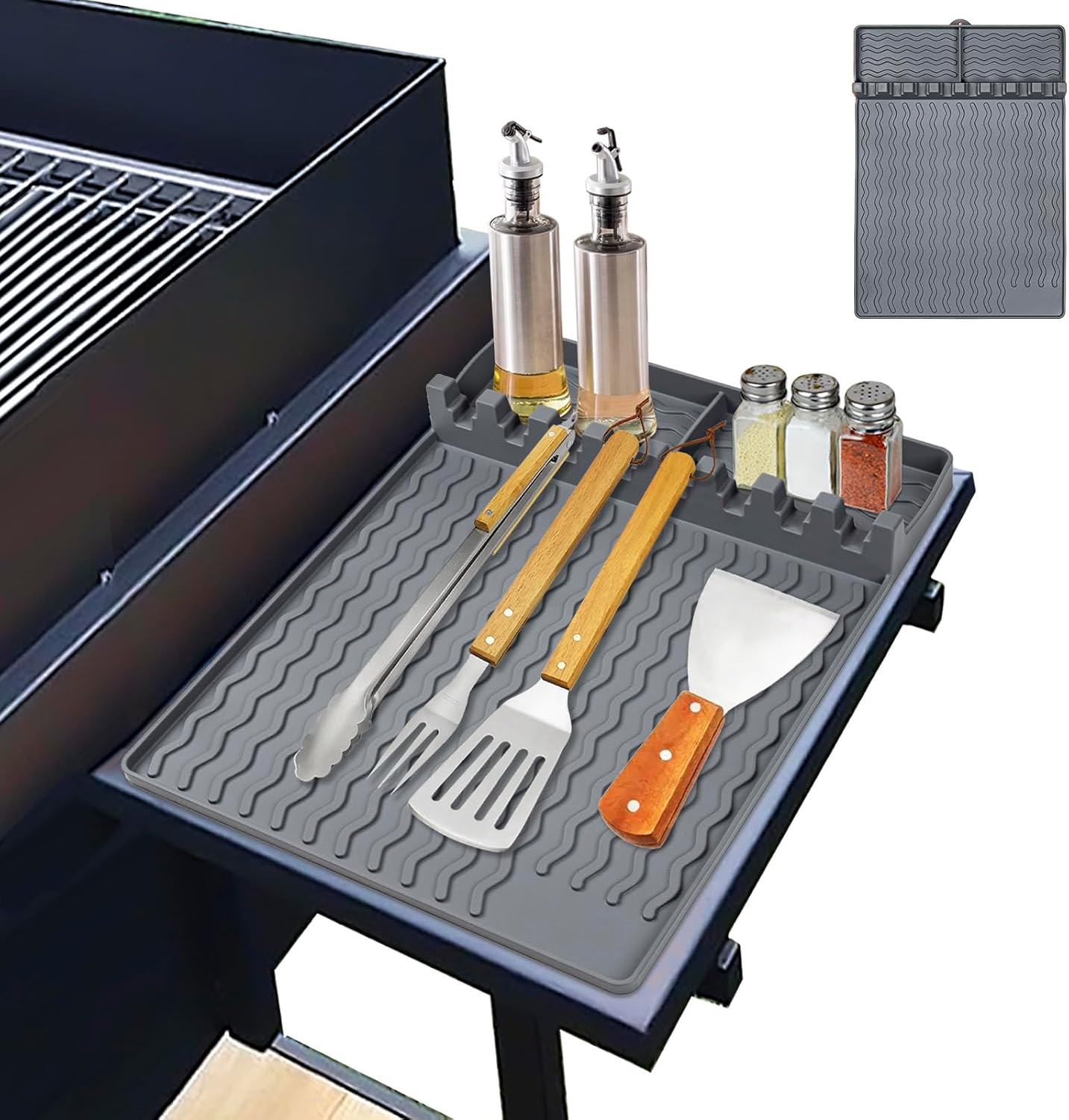 Alfombrilla silicona parrilla cocina con tapete lateral
