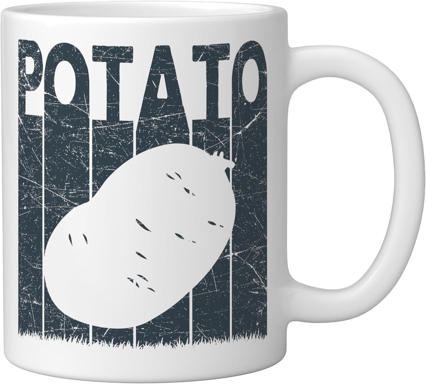 Taza Cerámica Vintage con Dibujo de Tubérculo Blanco