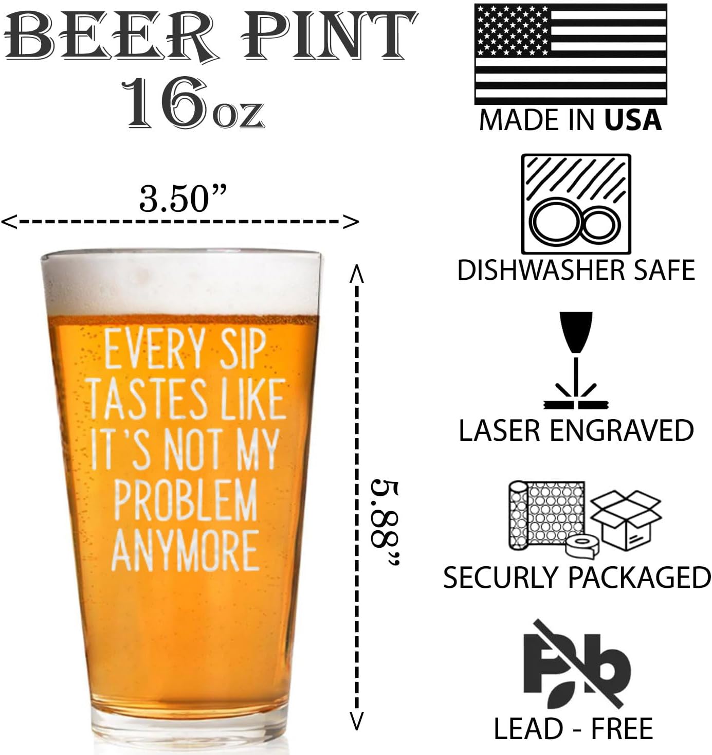 Vaso de cerveza grabado para retiro 2026 16 oz