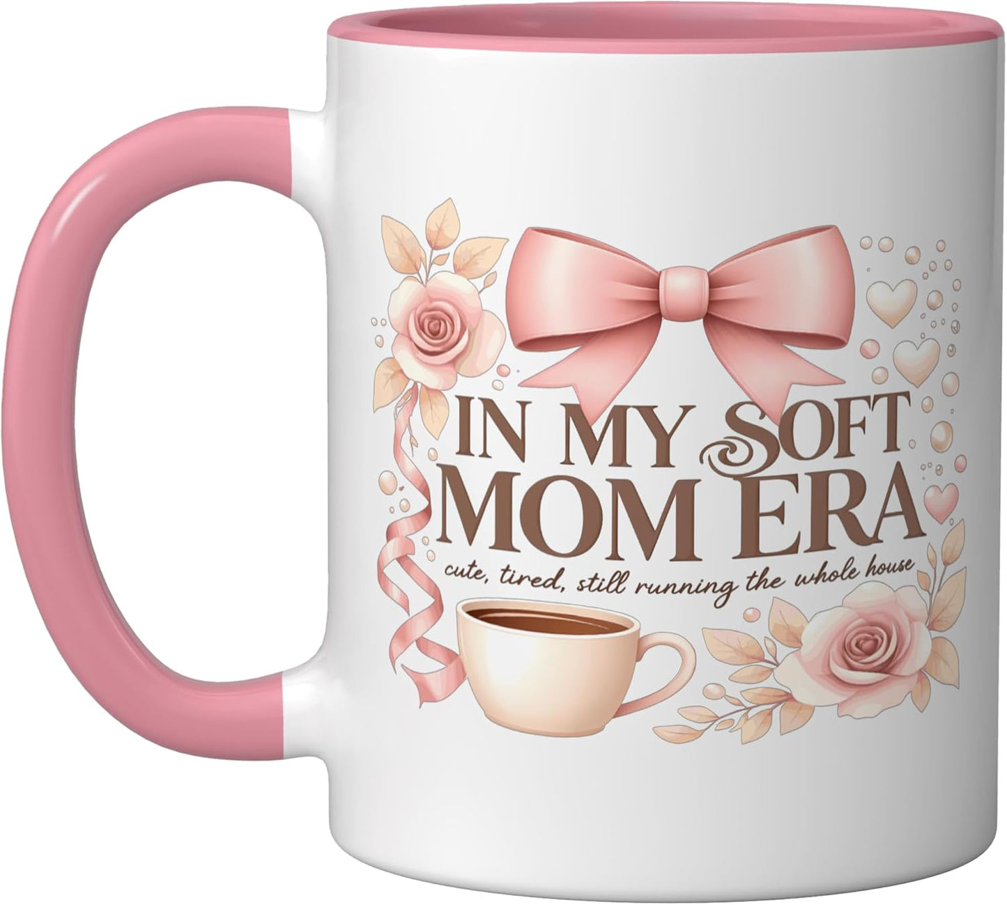 Taza Cerámica Café para Mamá Rosa/Blanco