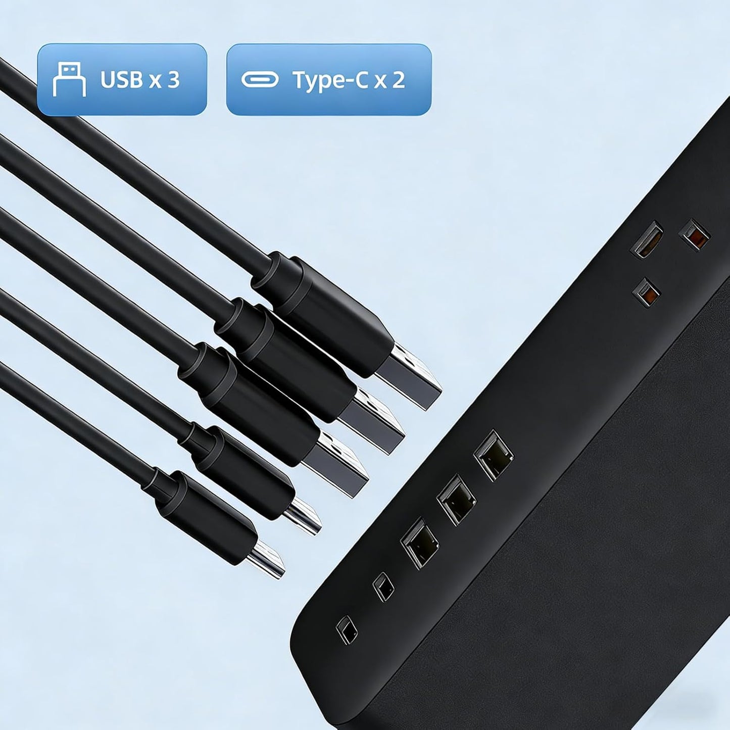 Regleta sobretensiones 5ft con 9 tomas USB A y C