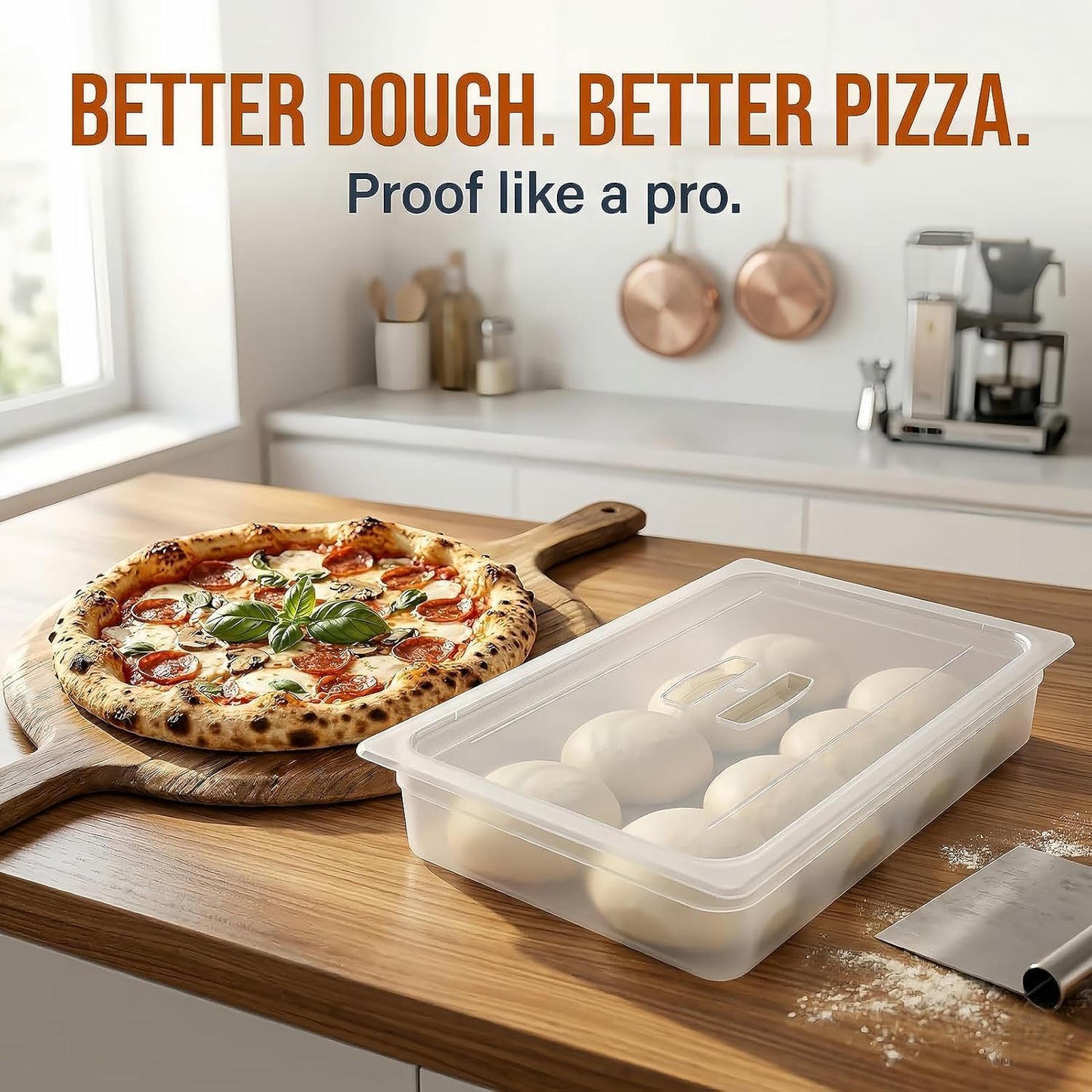 Recipiente a prueba de masa sin BPA con tapa para pan y pizza