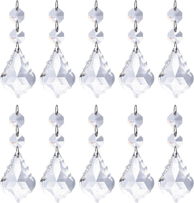 10 Candelabros Transparentes Hoja Arce Prismas Cristal