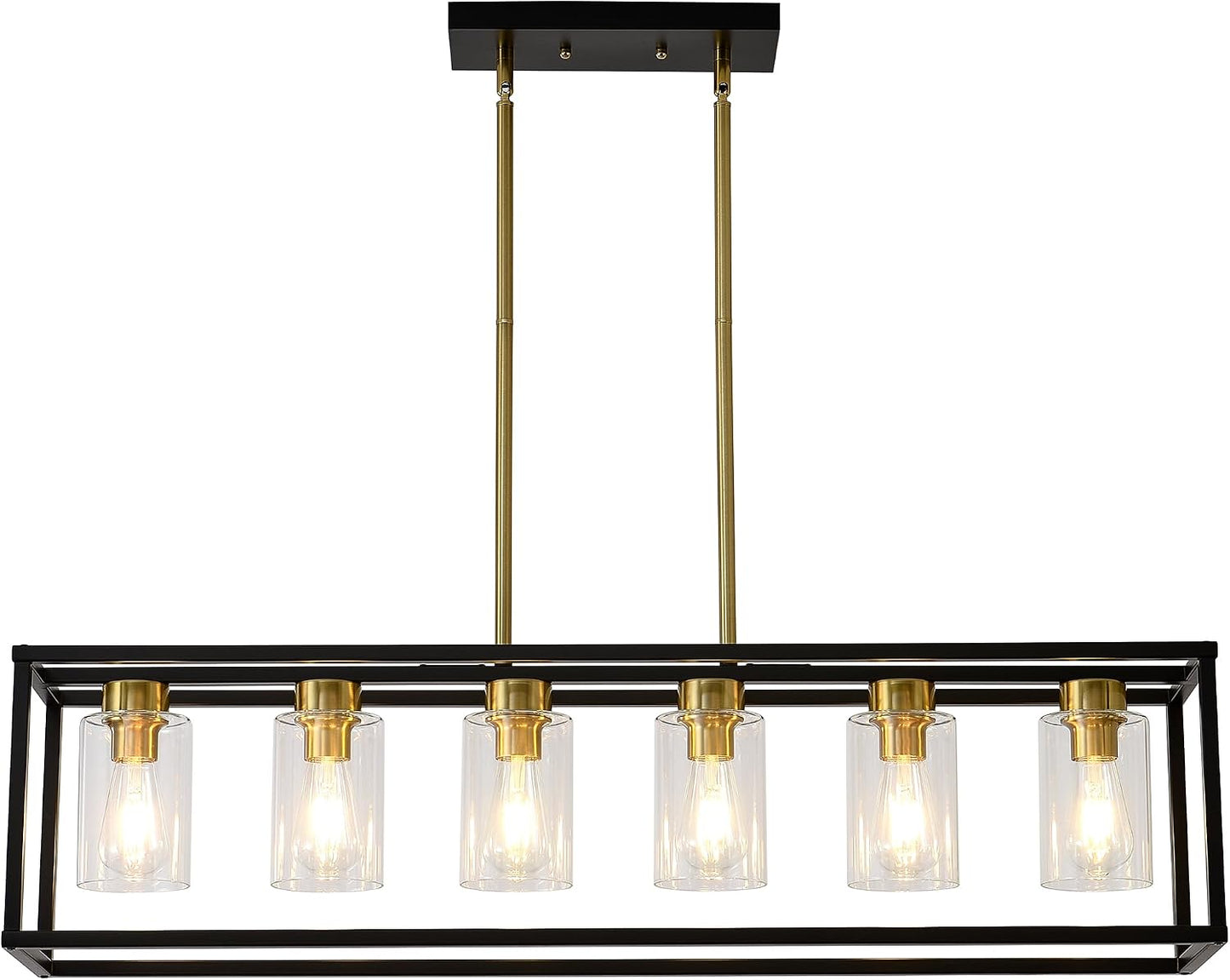 Candelabro latón cepillado negro 6 luces colgante moderno