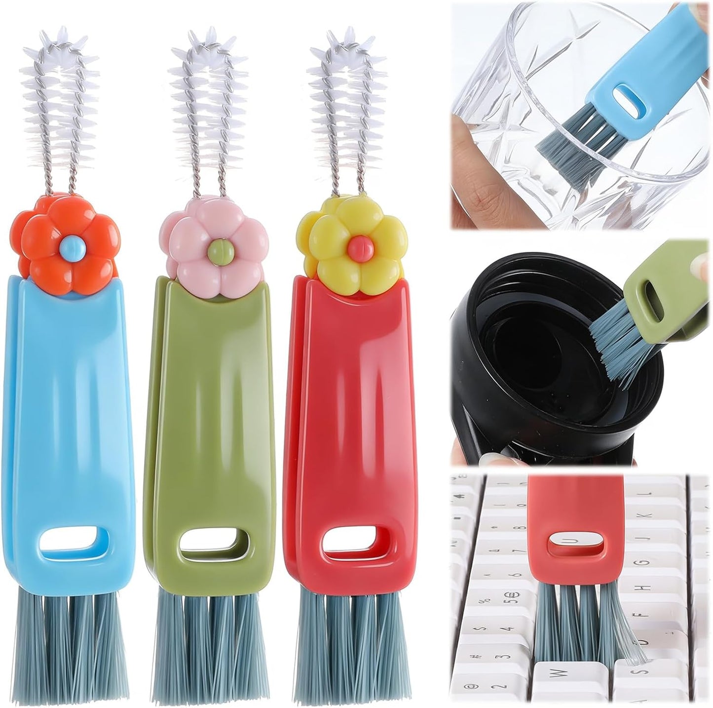 Set 6 cepillos limpiadores de tazas 3 pulg rotables para cocina