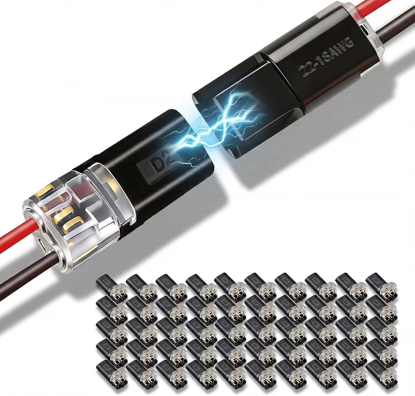 50 Conectores Doble Cable 22-18 AWG Led Bajos Voltaje