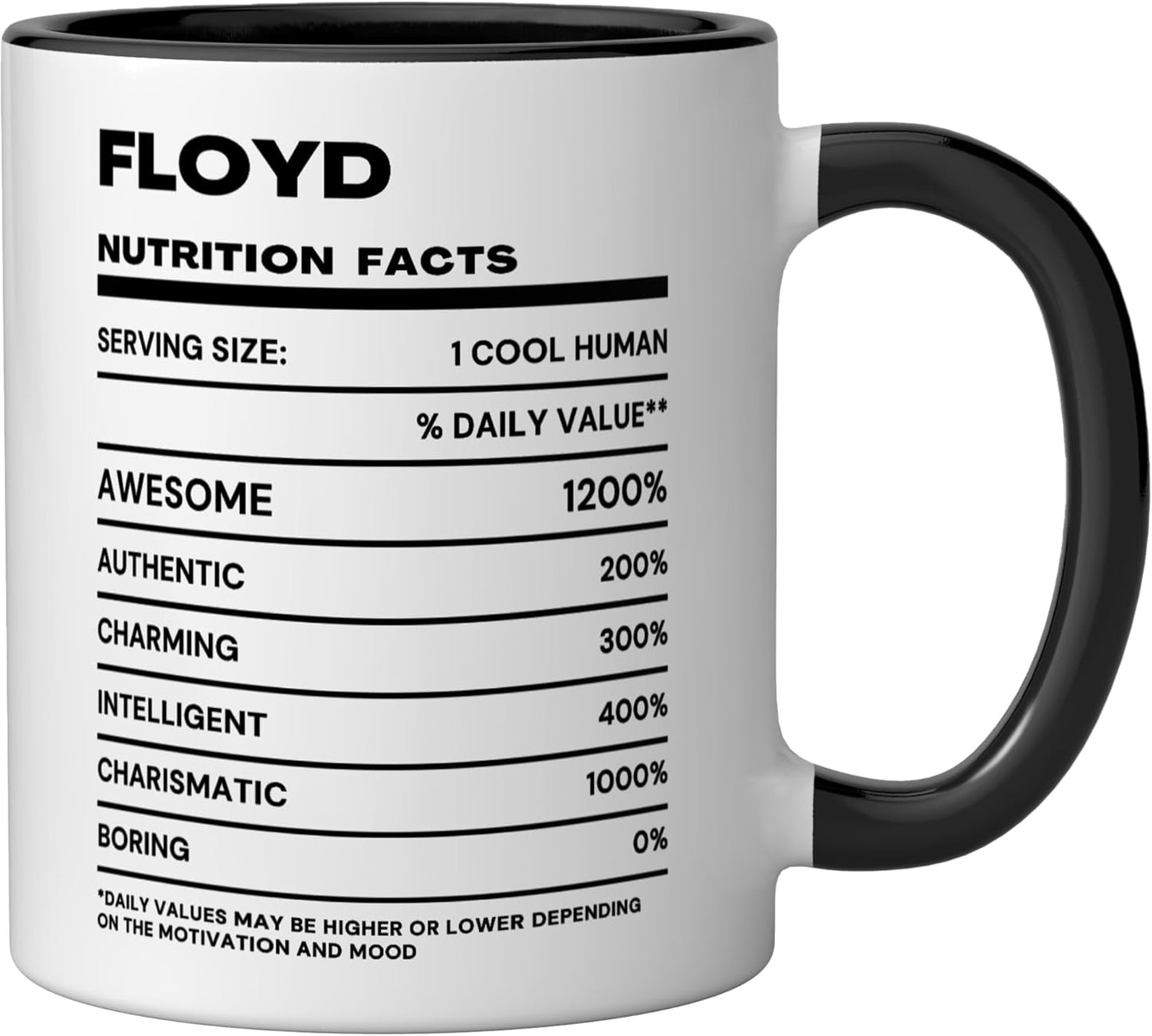 Taza cerámica Floyd Nutrition Facts Name negra/blanca