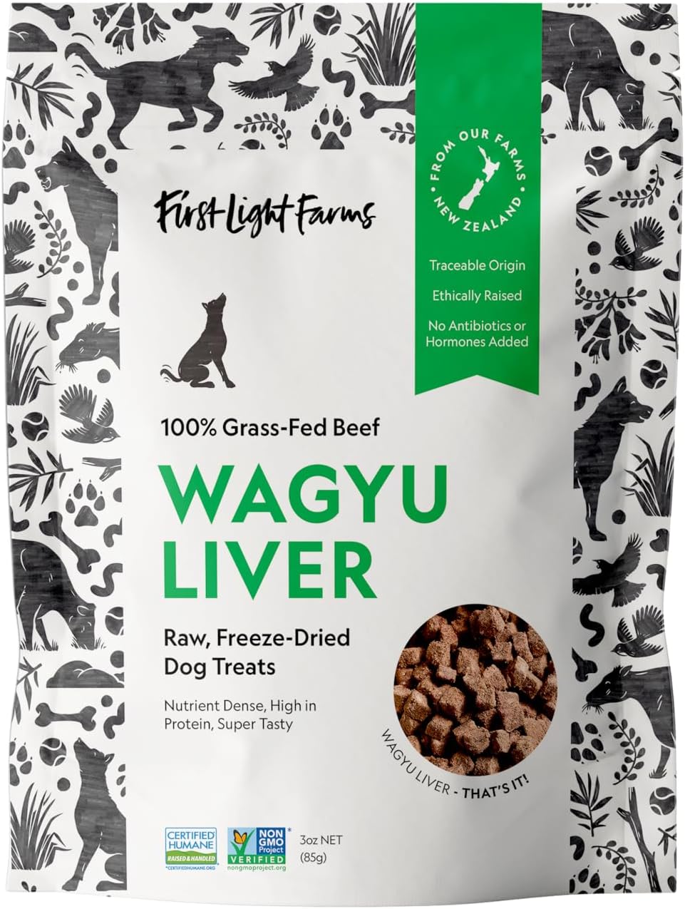 Golosinas liofilizadas perros 100% pasto humano certificado 3oz