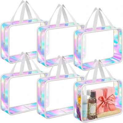 Neceser transparente con asa bolsa maquillaje playa PVC 6uds